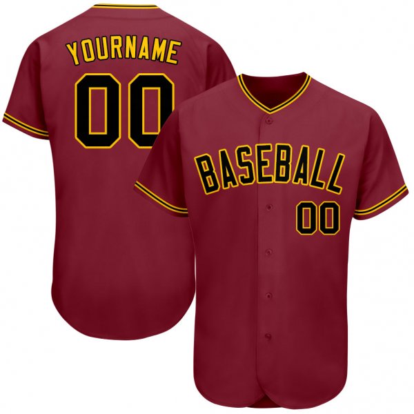 Custom Crimson Black-Gold Authentic Baseball Jersey