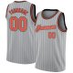 Custom Silver Gray Black Pinstripe Orange-Black Authentic Basketball Jersey